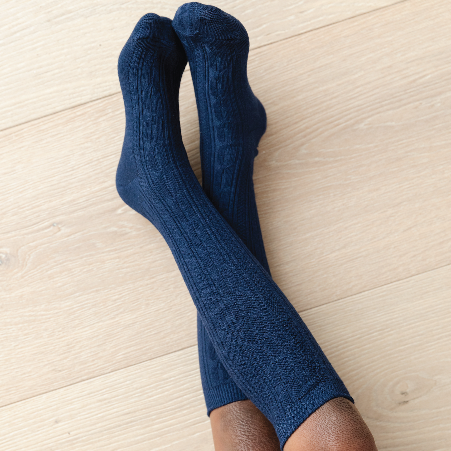 Little Stocking Co. - Navy Cable Knit Knee High Socks