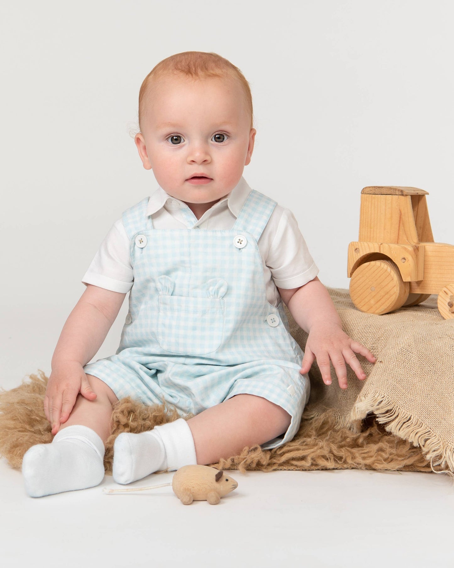 Gingham Romper with Centre Pocket