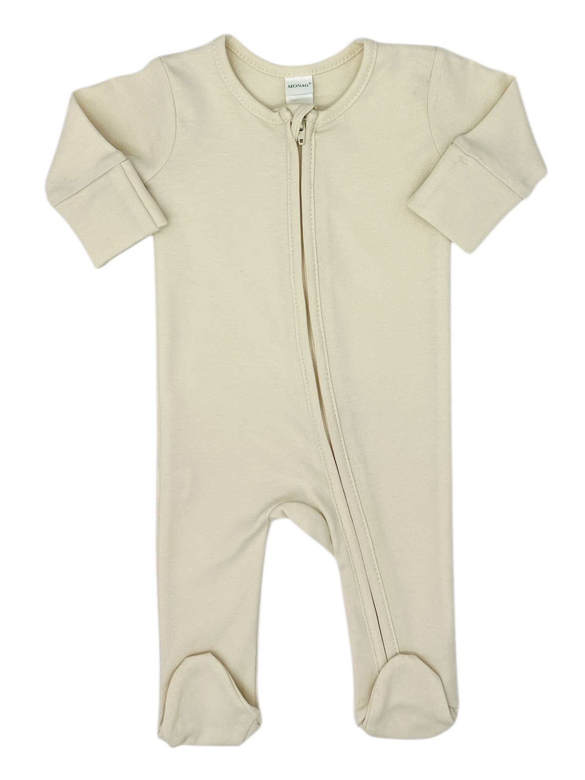 MONAG - Organic Long Sleeve Baby Romper with Footie and mittens