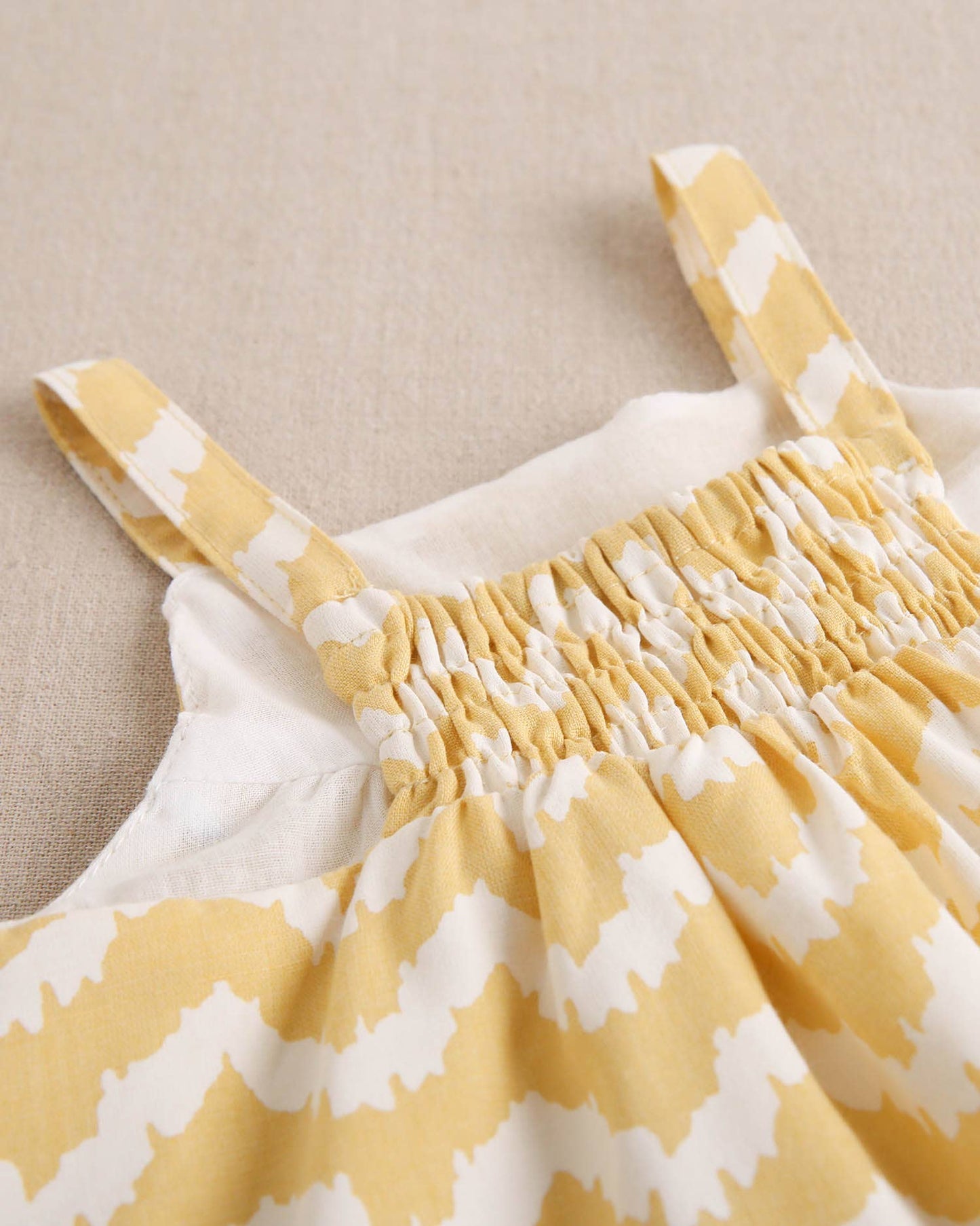 Dadati - Mustard and white zigzag baby dress with matching panties