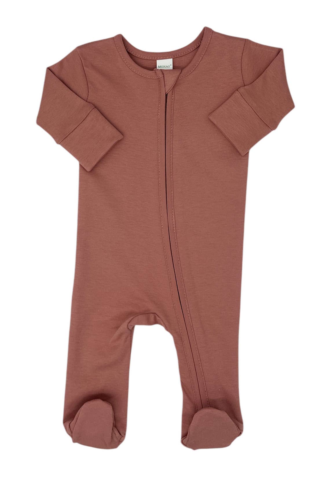 MONAG - Organic Long Sleeve Baby Romper with Footie and mittens