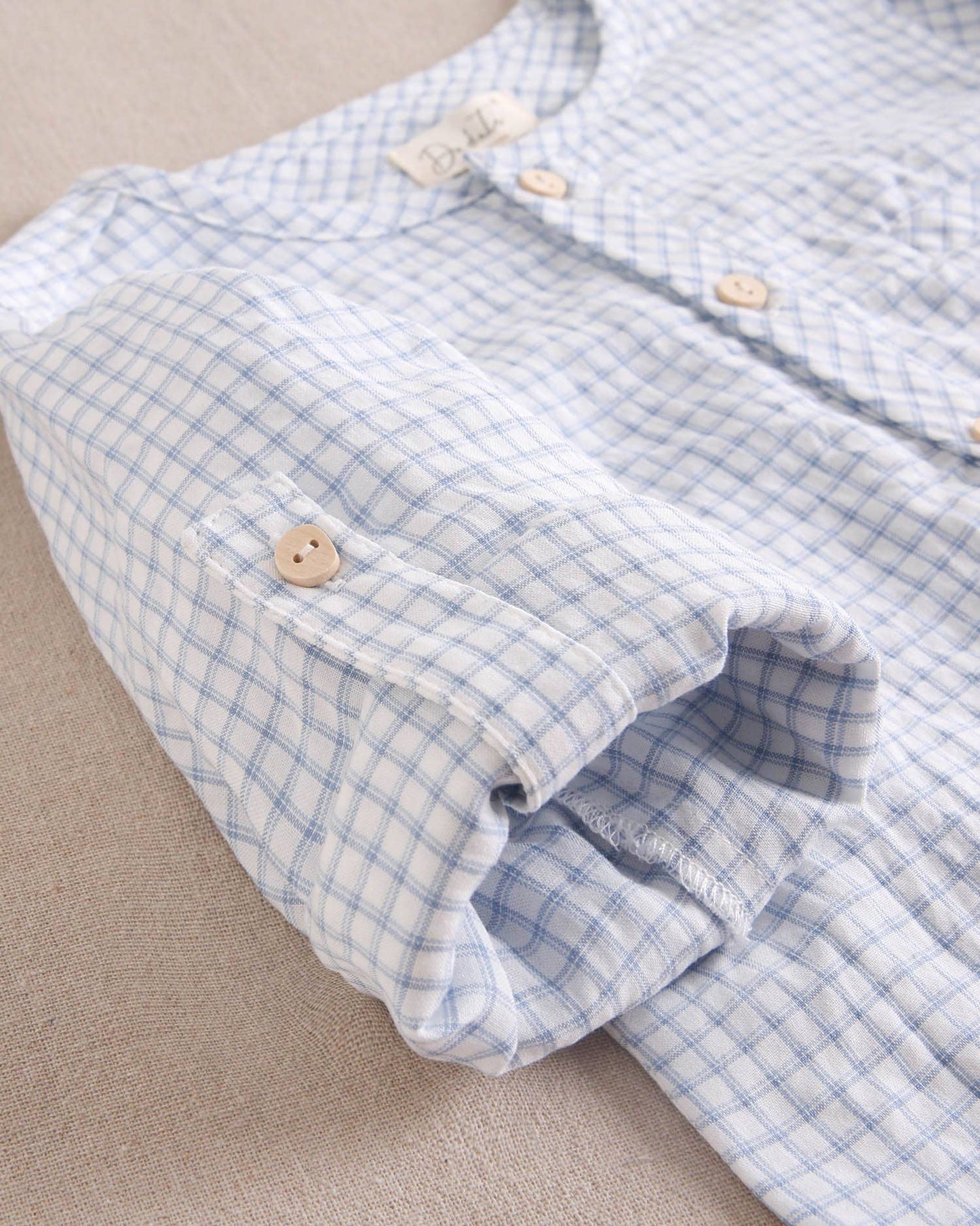 Dadati - Pastel blue checkered boy's shirt