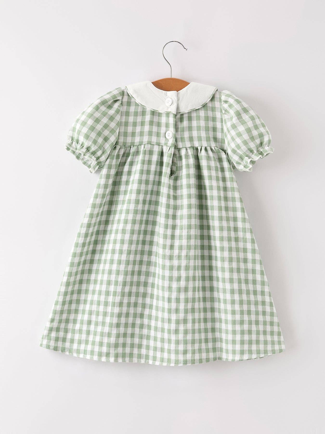 Rylee Faith Designs - Fall Halloween & Thanksgiving Pumpkin Applique Plaid Green Girls Dress