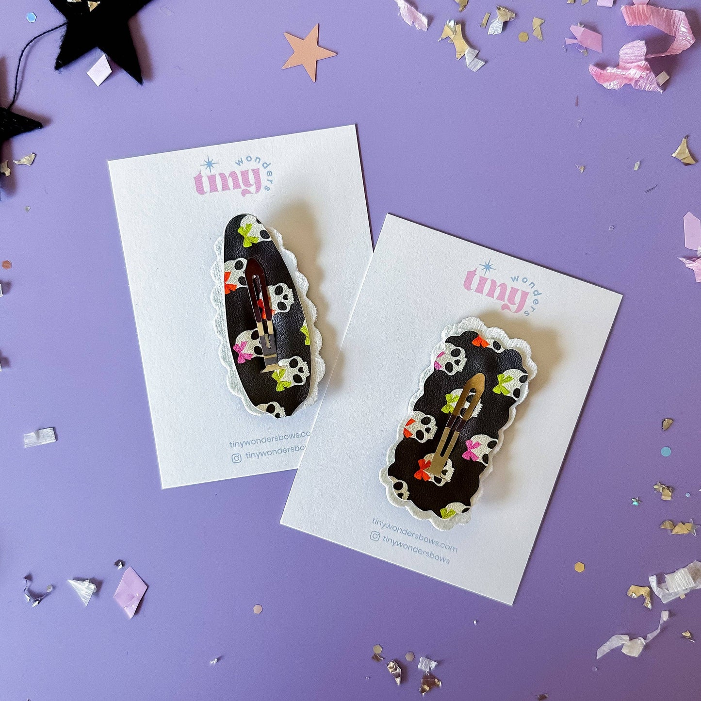 Tiny Wonders Bows - Skulls with Bows, snap clip