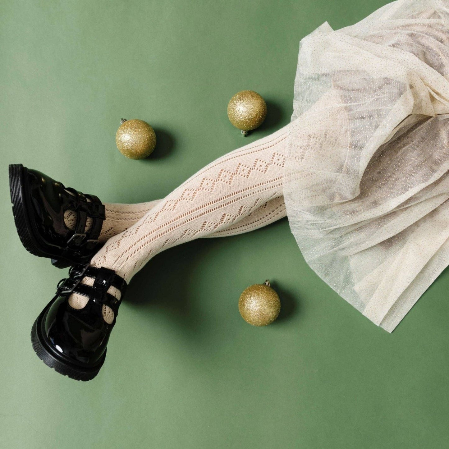 Little Stocking Co. - Fancy Knit Tights - Vanilla