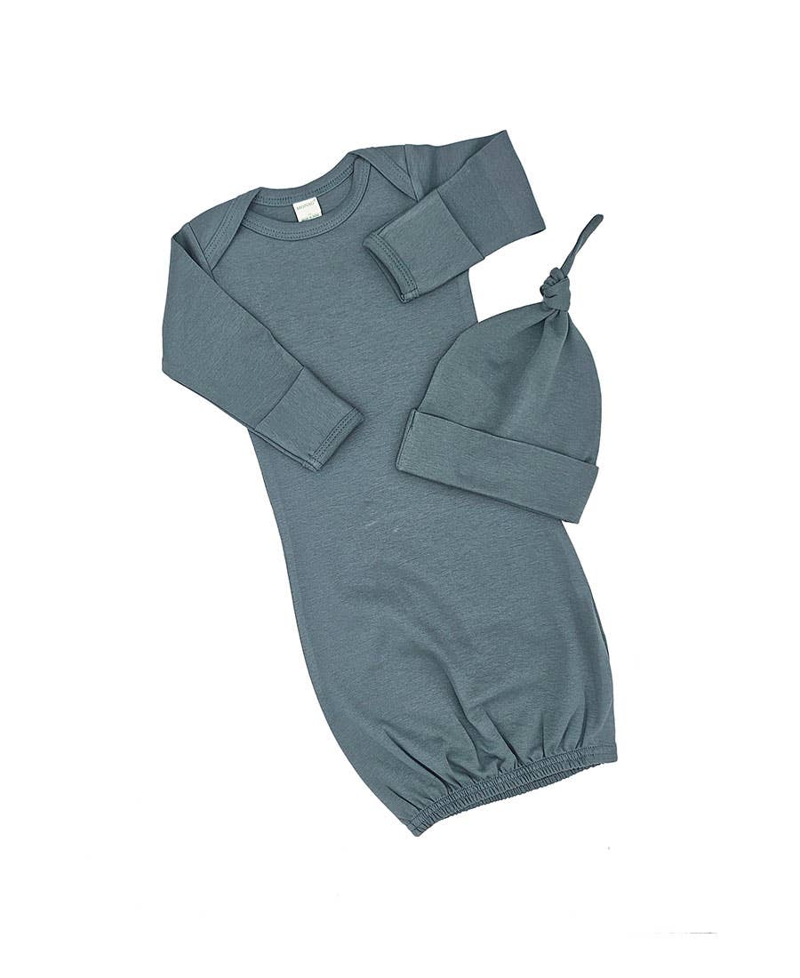 MONAG - Organic Long Sleeve Baby gown and knotted Beanie Gift Set