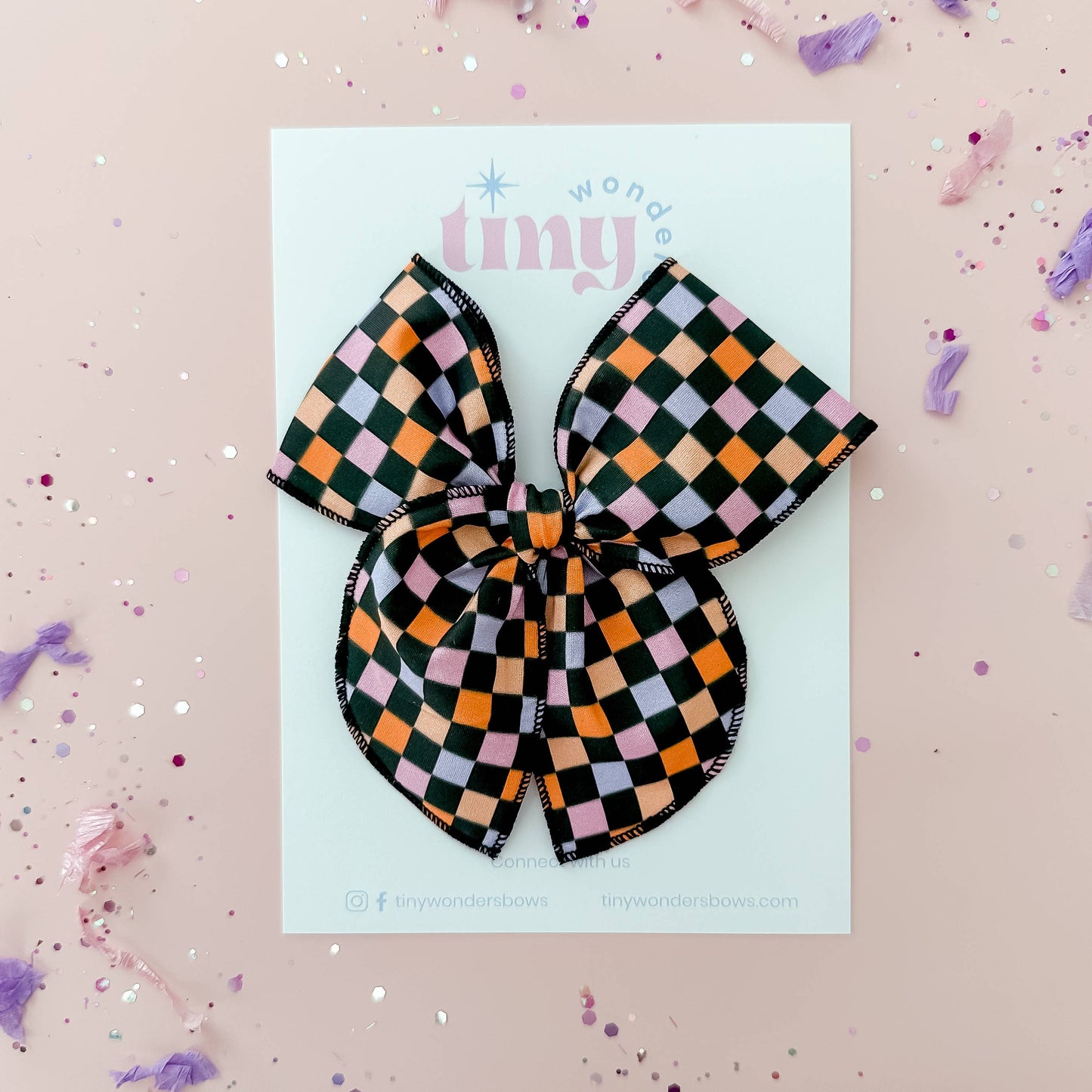 Tiny Wonders Bows - Halloween Checkered