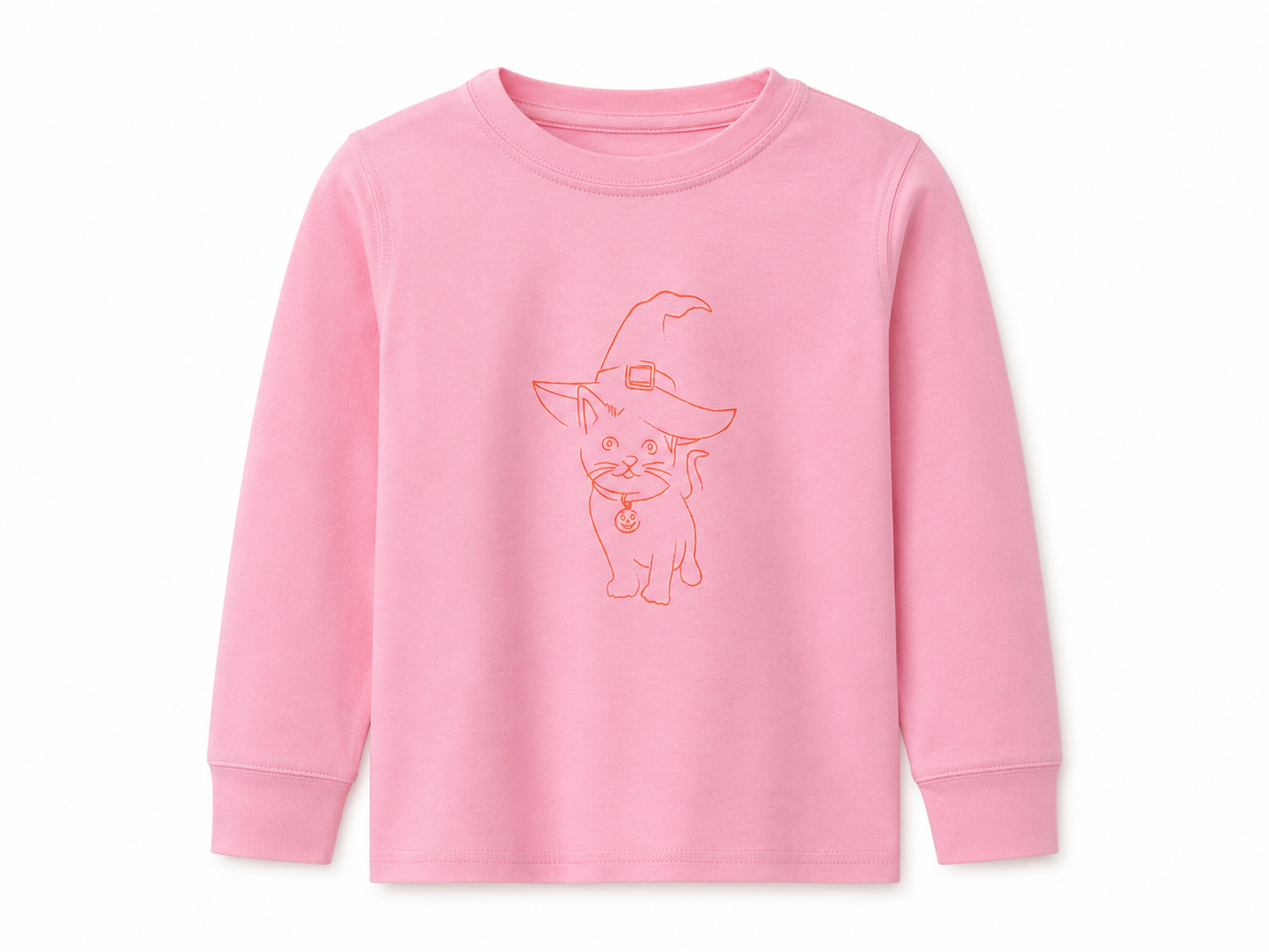 Long-Sleeve Orange Halloween Cat
