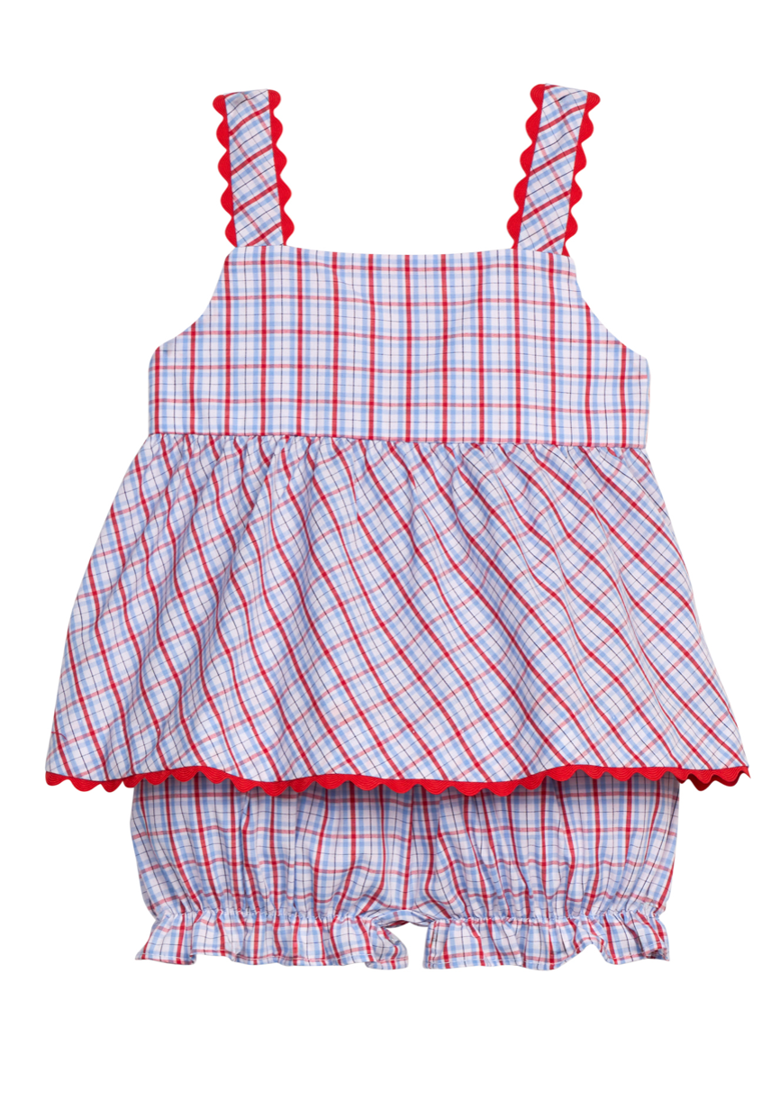 Little English - Evie Bloomer Set - Patriotic Plaid