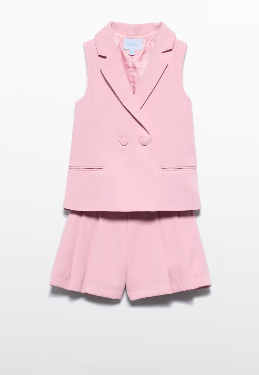 Girl Crepe Shorts And Vest Set