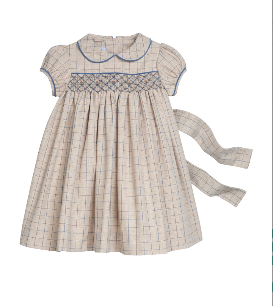 Smocked Natalie Dress - Durham Windowpane