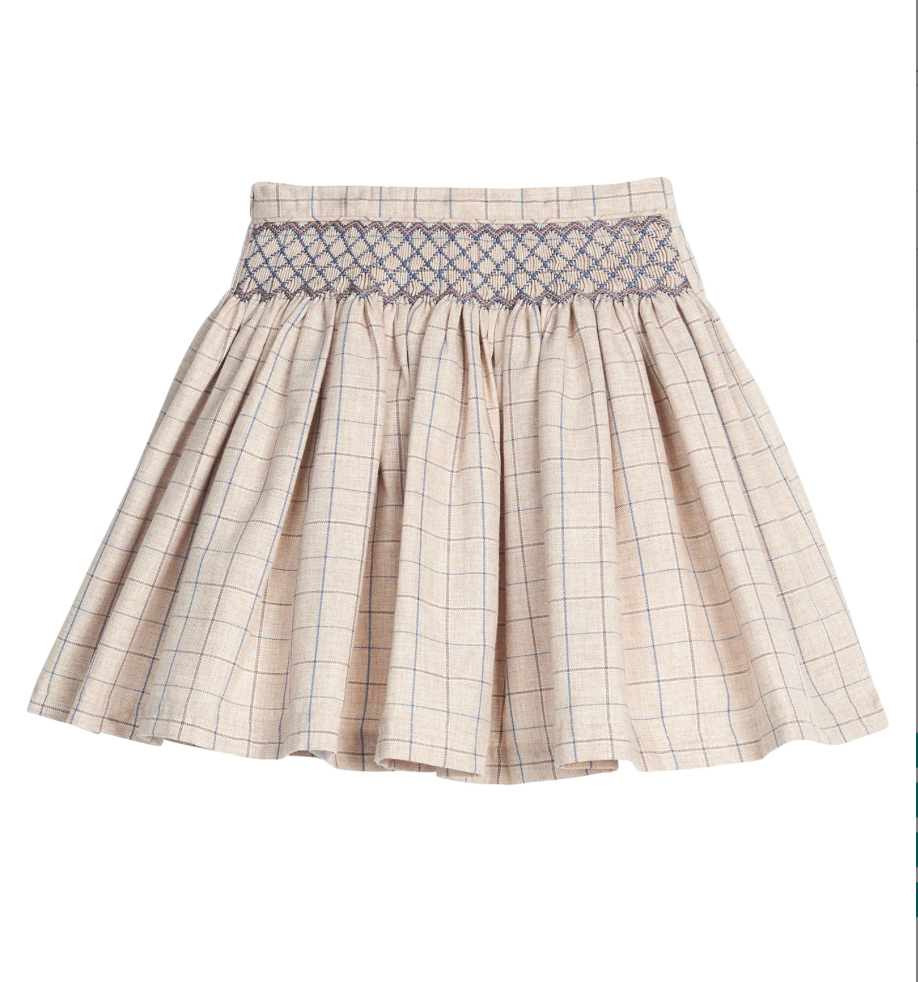 Smocked Molly Skirt - Durham Windowpane