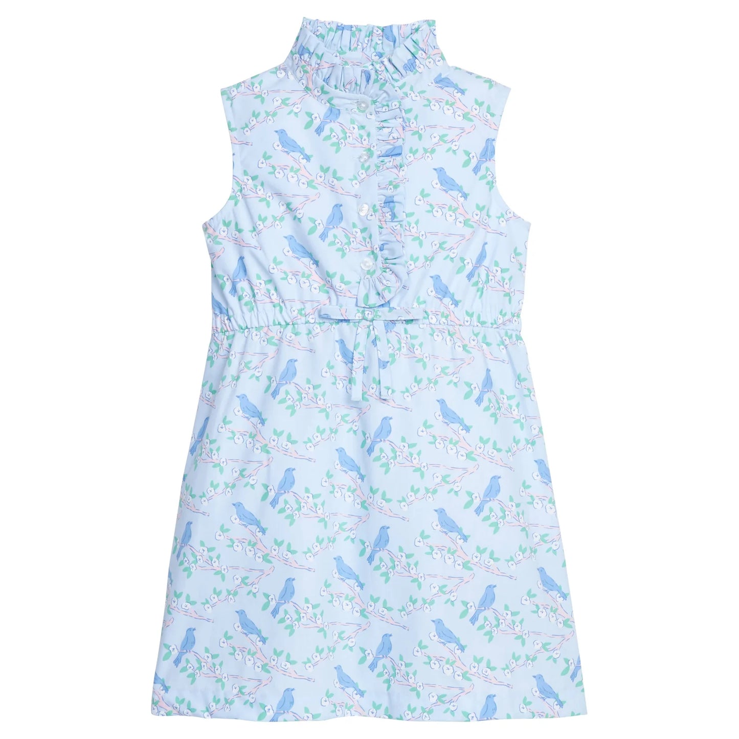 Little English | Sleeveless Ruffled Shirt Dress - Cherry Blossoms