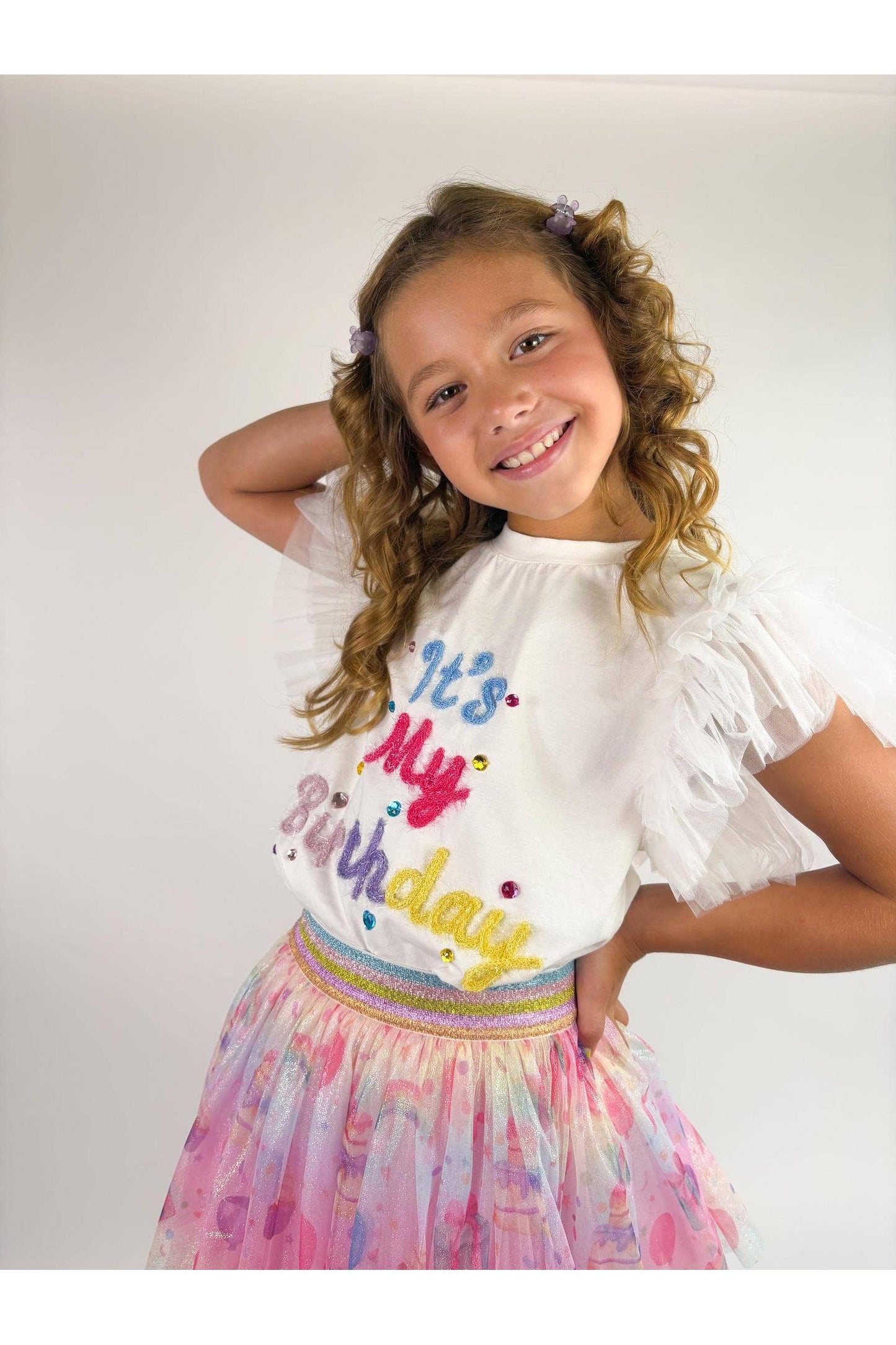 Three Wildflower Designs - "It's My Birthday" Tulle Sleeve Top