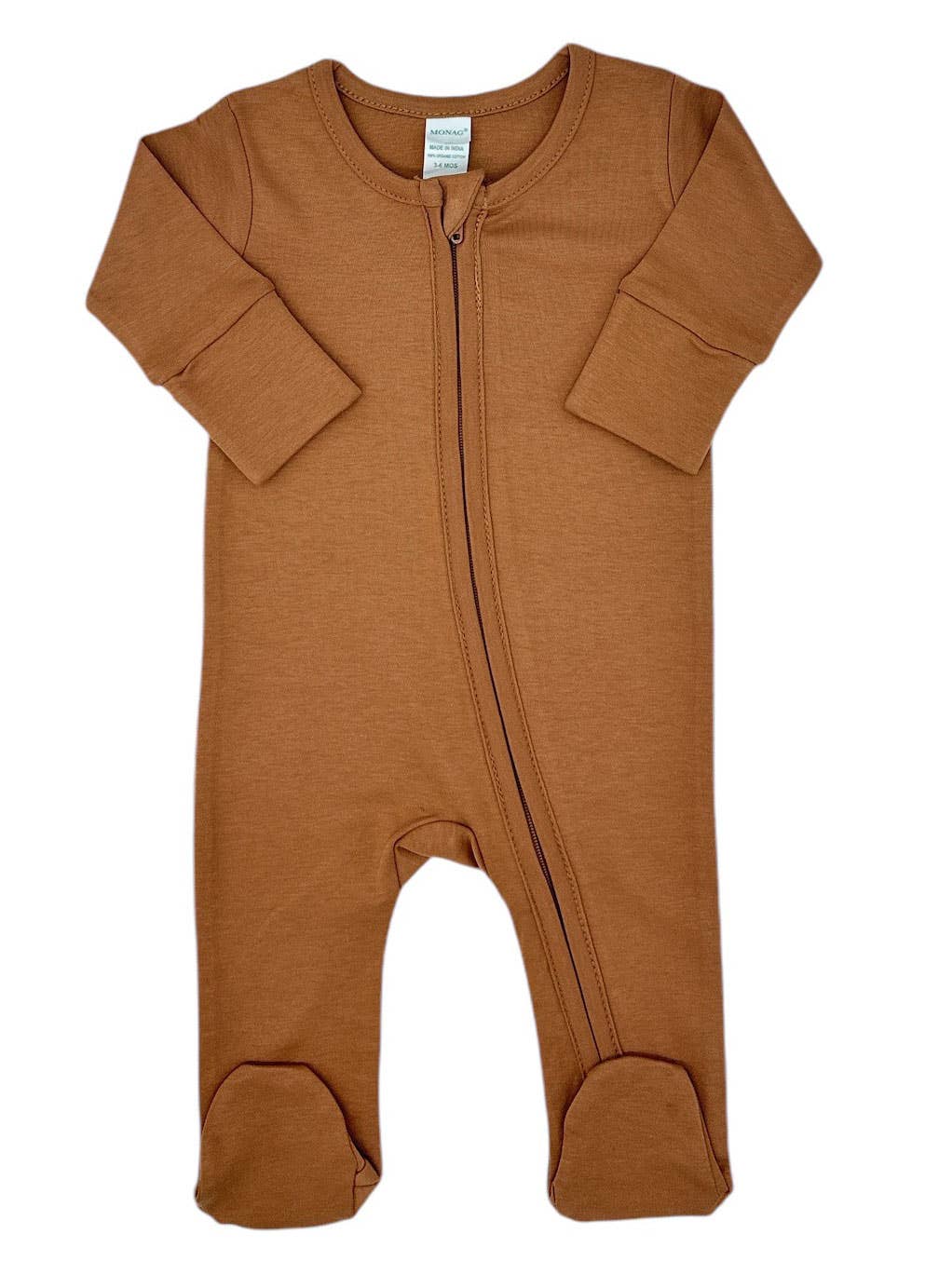 MONAG - Organic Long Sleeve Baby Romper with Footie and mittens