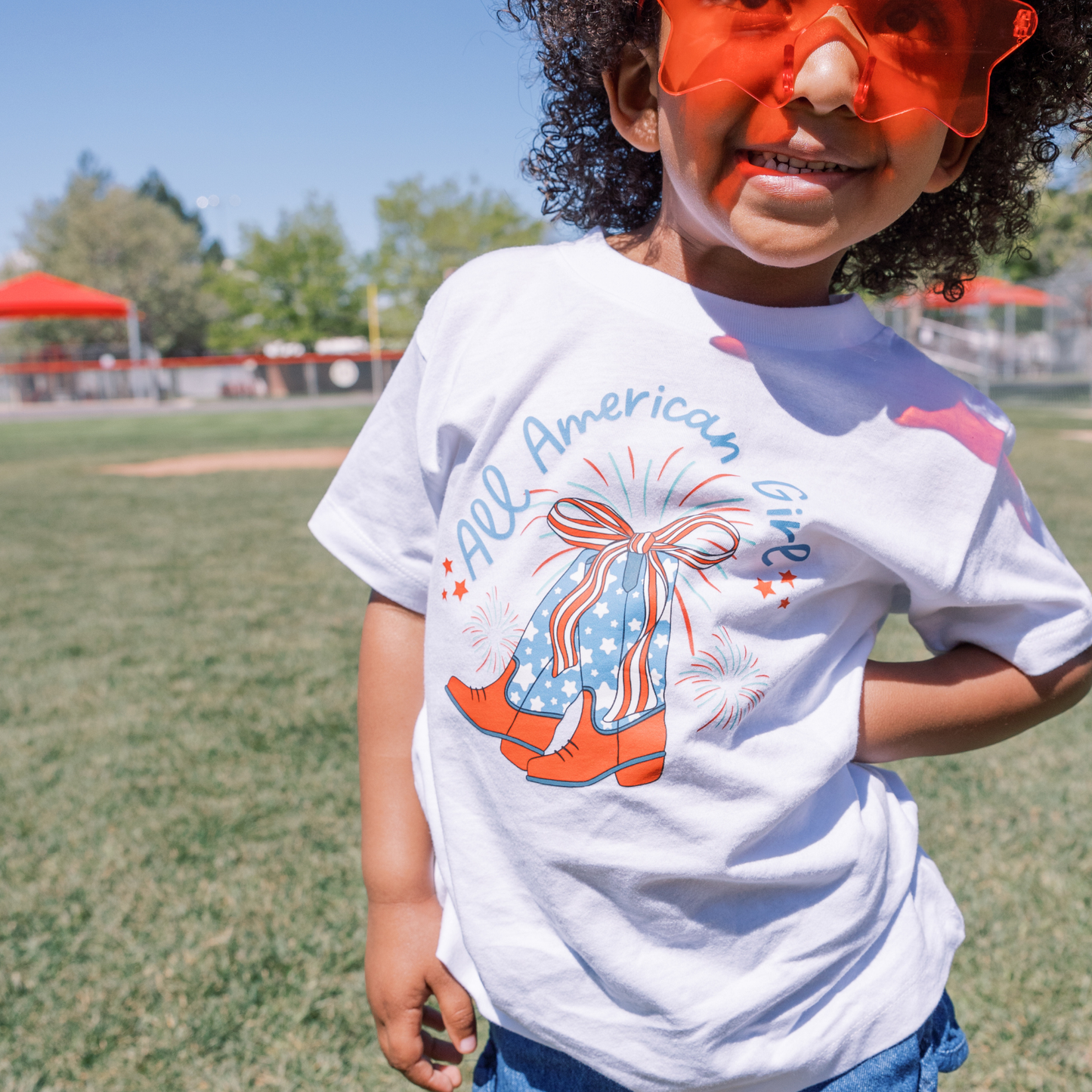 Benny & Ray Apparel - All American Girl Cowboy Boots 4th of July Shirt