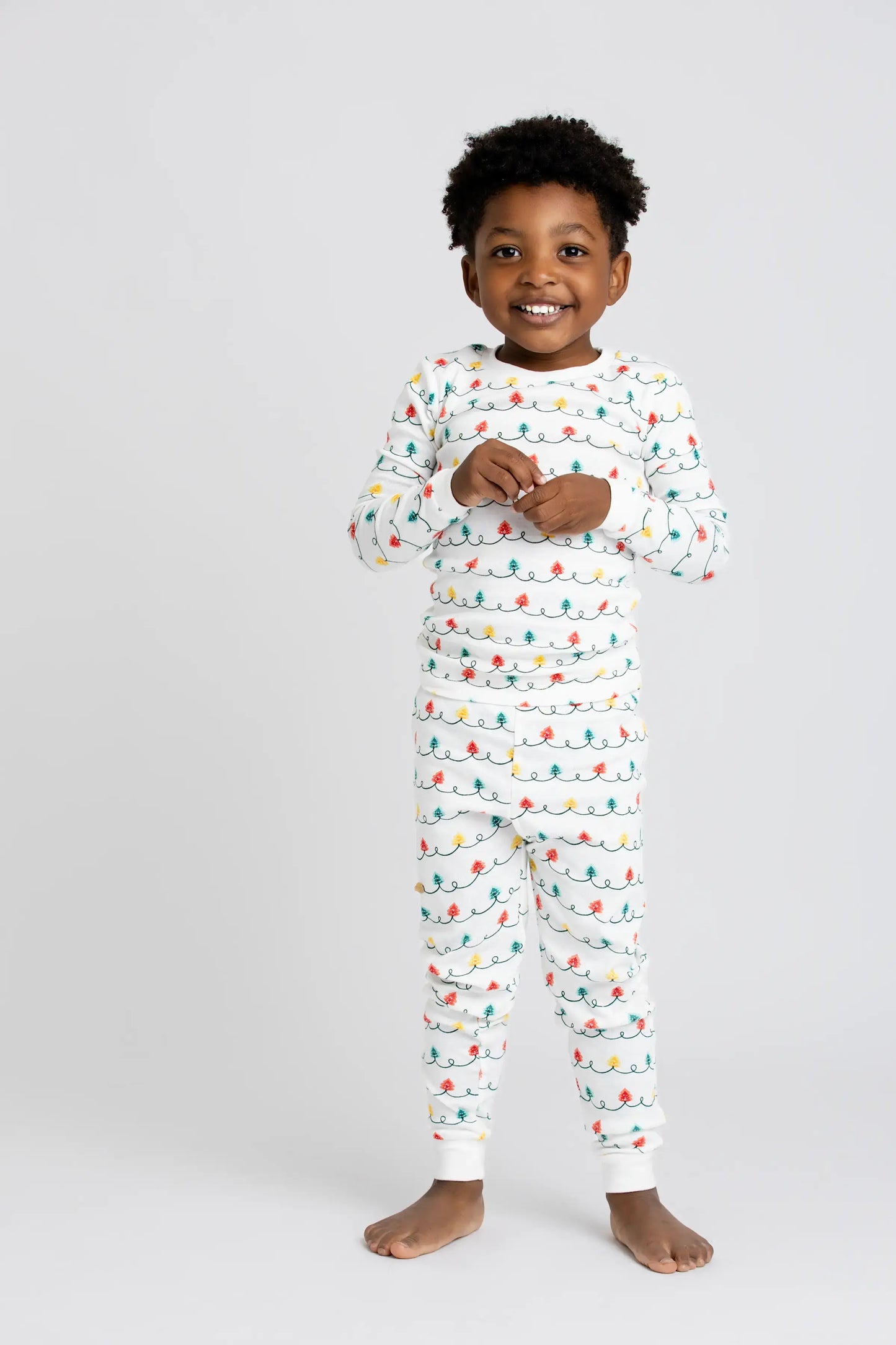 Monica + Andy - Holiday Kids Two-Piece Pajama Set_Holiday Tree Lights