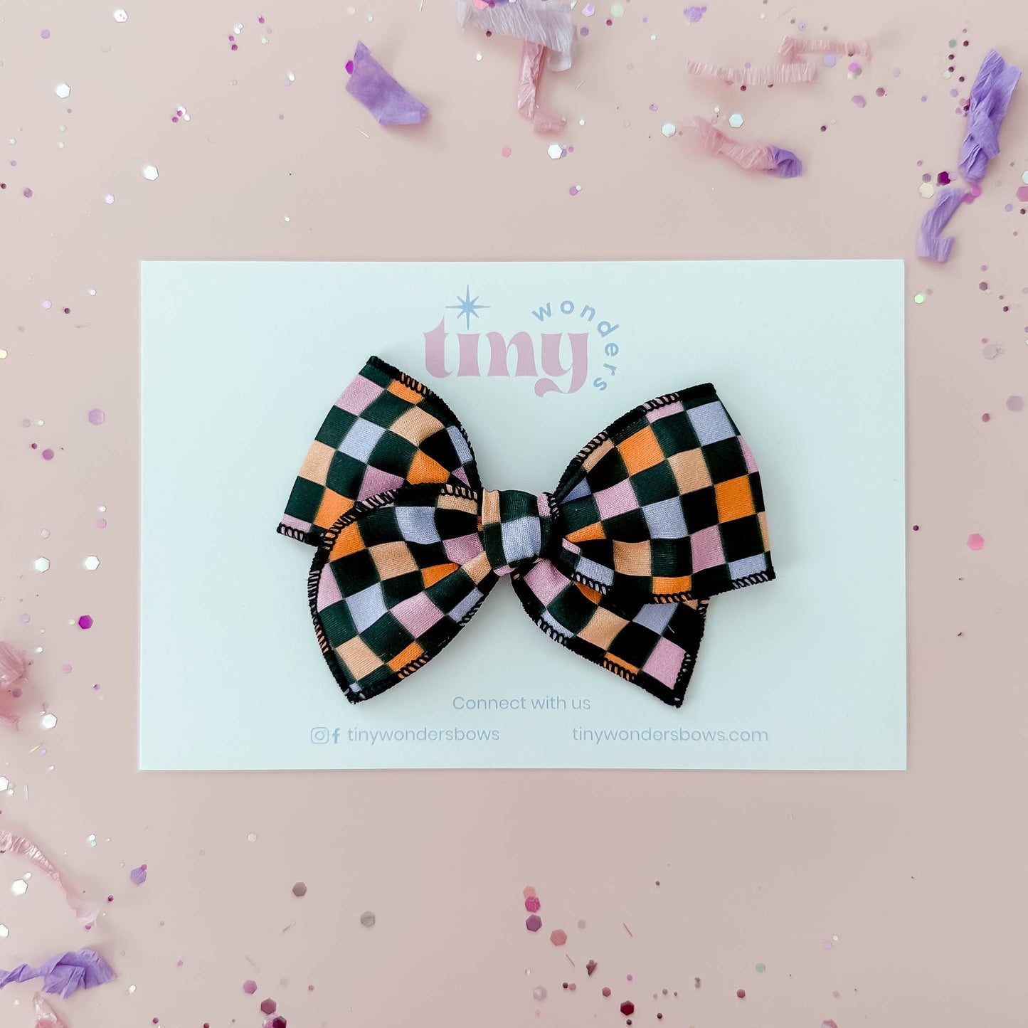 Tiny Wonders Bows - Halloween Checkered