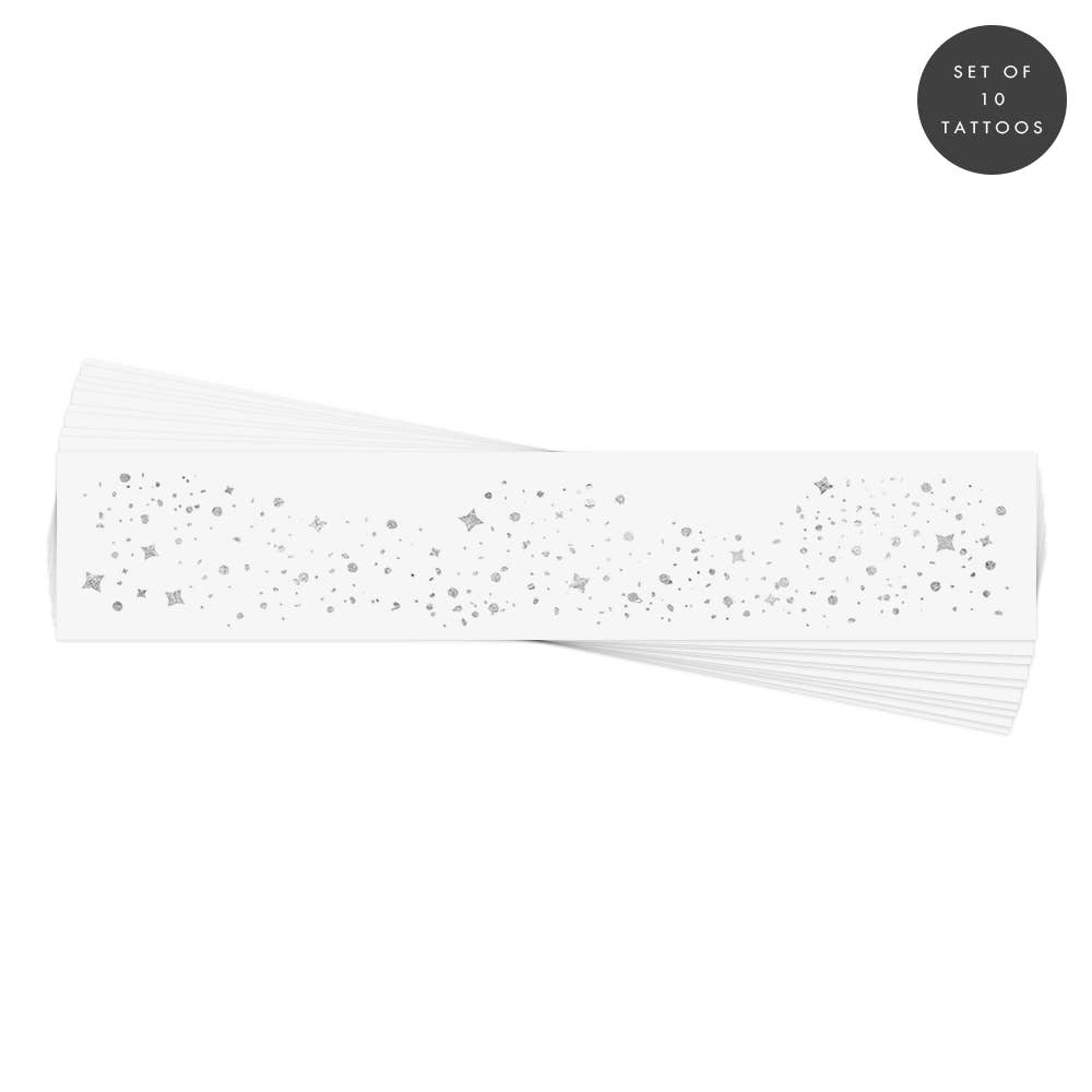 Flash Tattoos - GALACTIC SILVER FACE FRECKLES metallic temporary tattoos