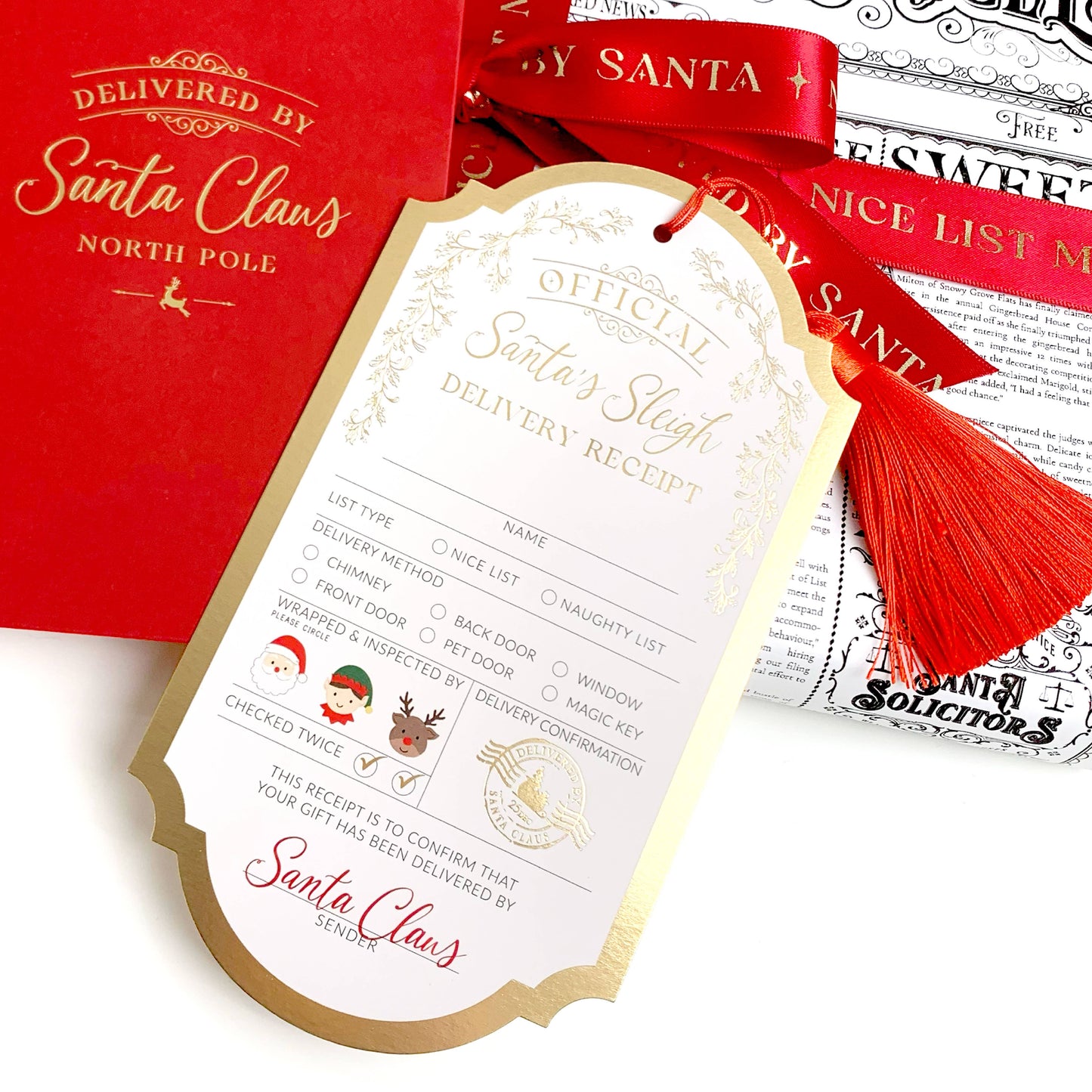 Black Bow Studio - Santa's Sleigh Delivery Receipt Christmas Gift Tag