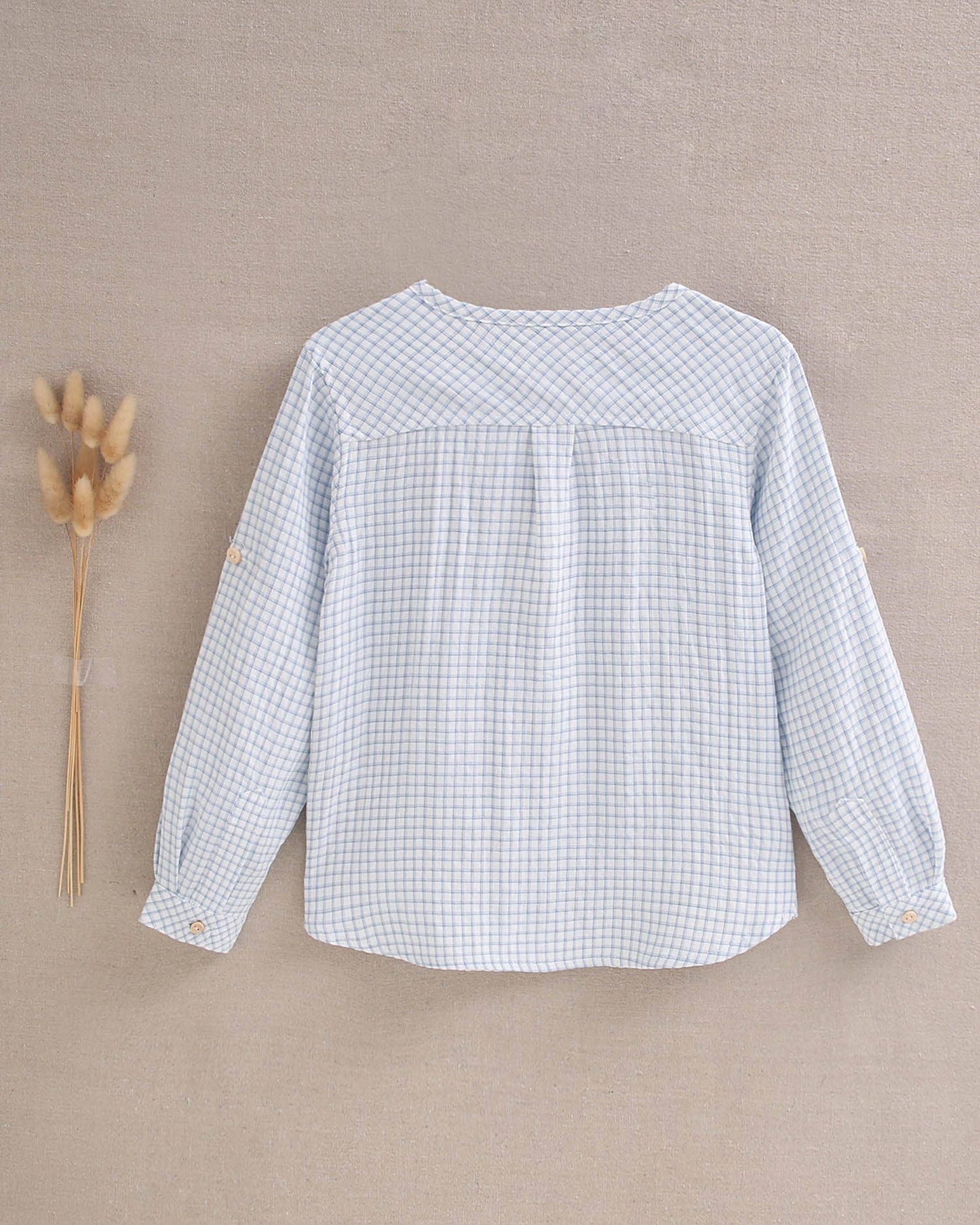 Dadati - Pastel blue checkered boy's shirt