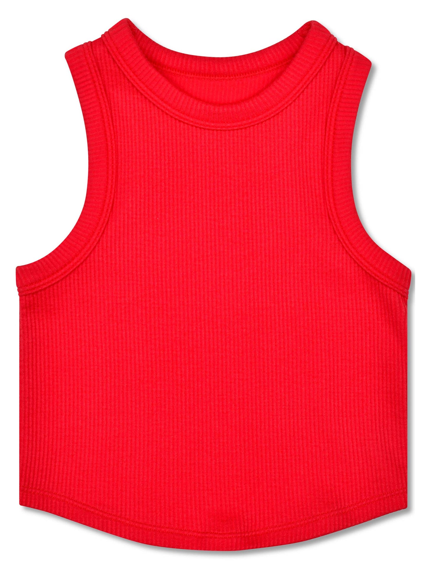 Iscream - Cherry Red Cropped Ribbed Racerback Tank Top (S/M (7-10))