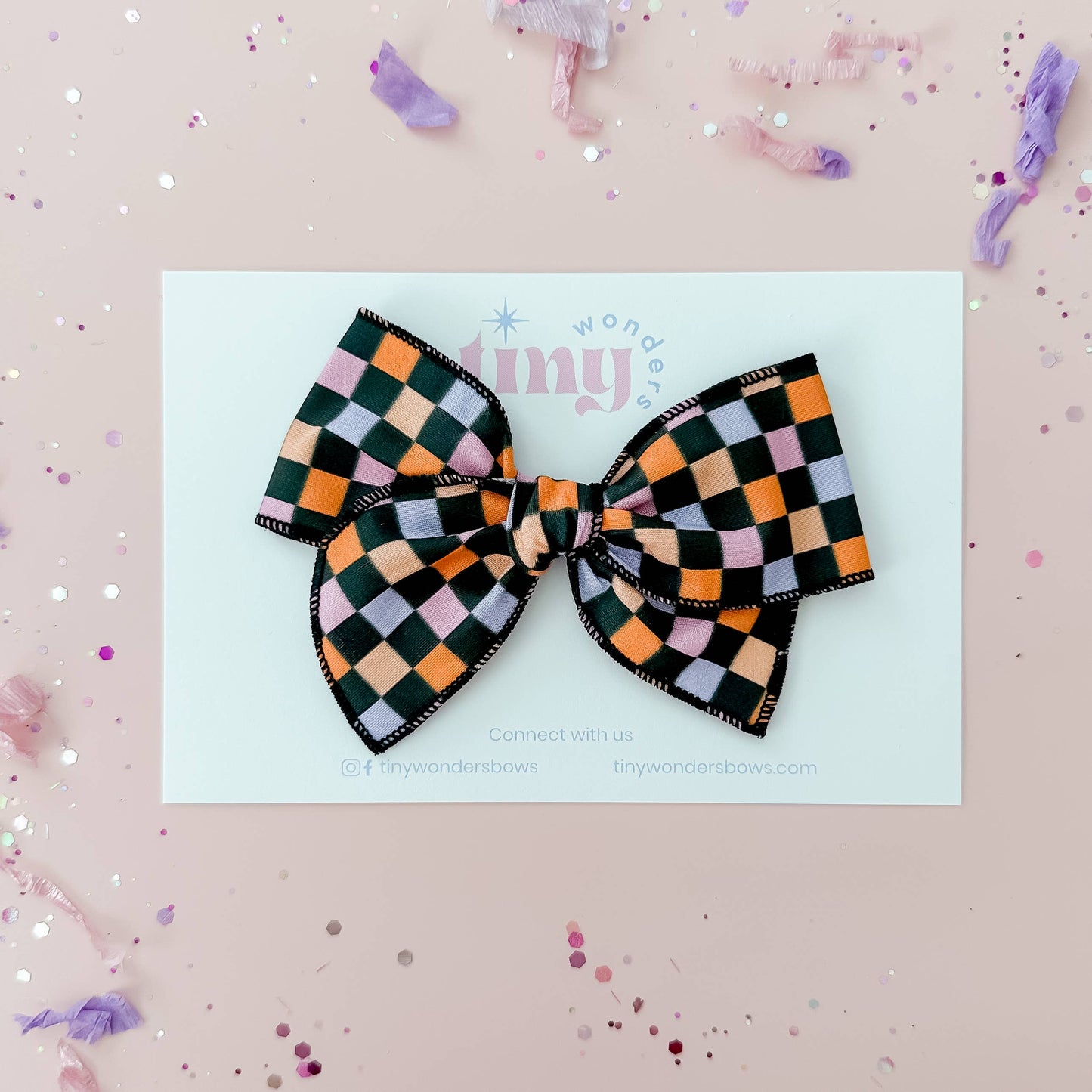 Tiny Wonders Bows - Halloween Checkered