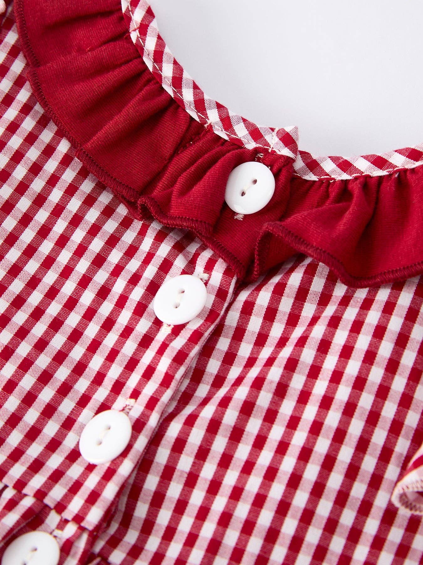 Rylee Faith Designs - Roll Tide Embroidery Gingham Baby Girl Romper with Red Bow