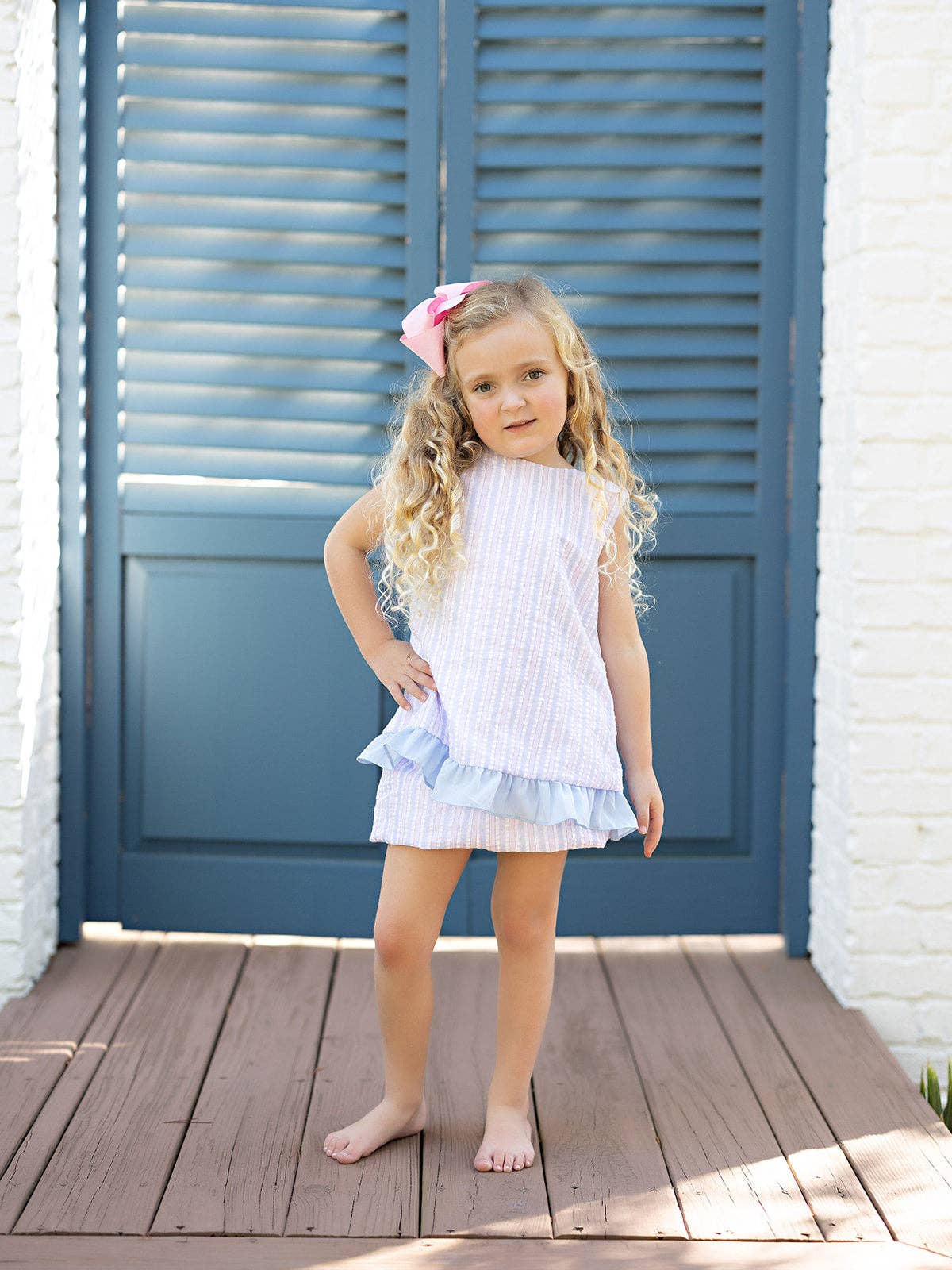 Blakely Pink Striped Child's Bloomer Set