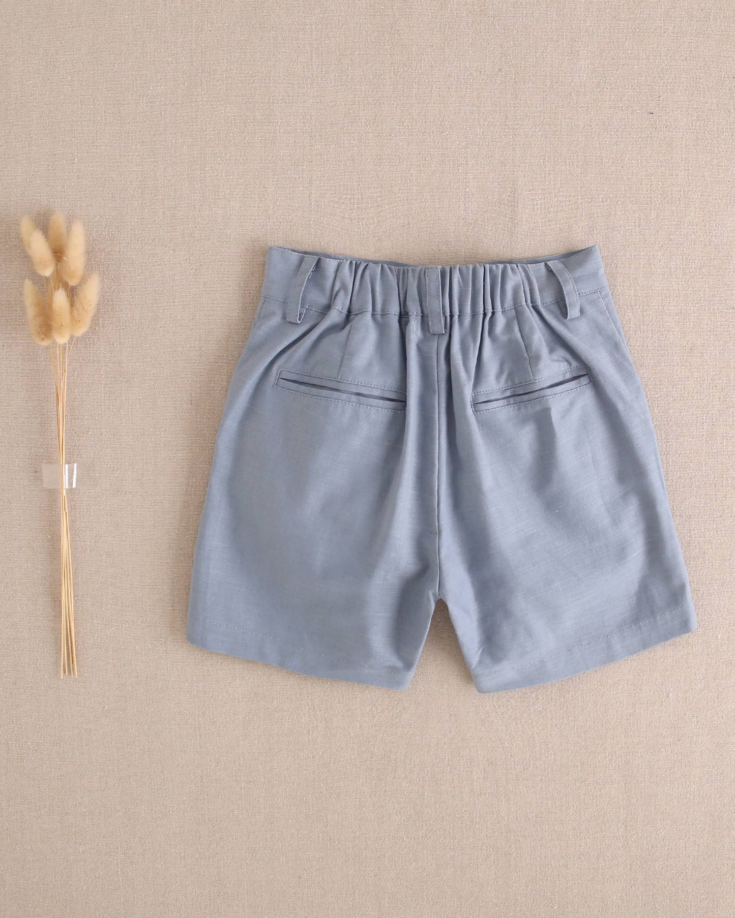 Dadati - Dark pastel blue linen boy's Bermuda shorts