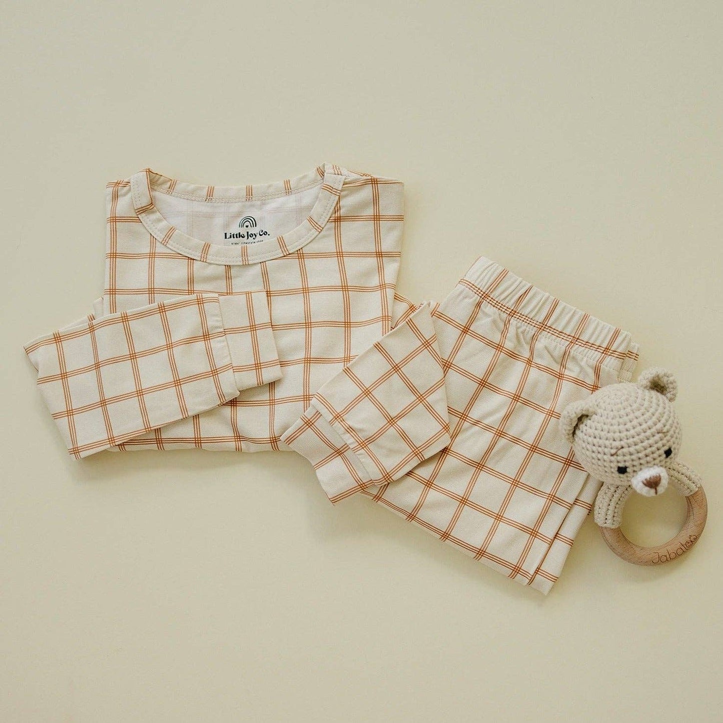 Little Joy Co. - Burnt Orange Plaid 2pc Kids Bamboo Pajamas Fall Halloween