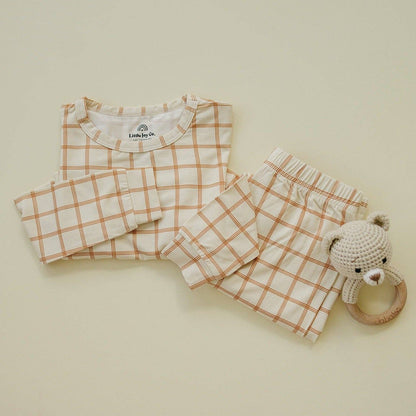 Little Joy Co. - Burnt Orange Plaid 2pc Kids Bamboo Pajamas Fall Halloween