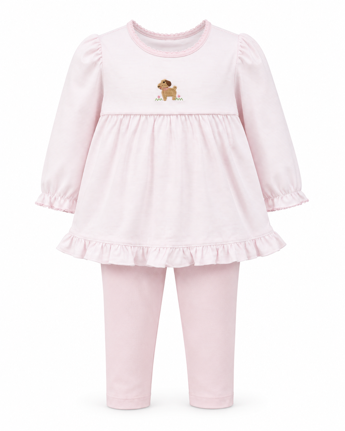 Pink knit stripe Girl's tunic set