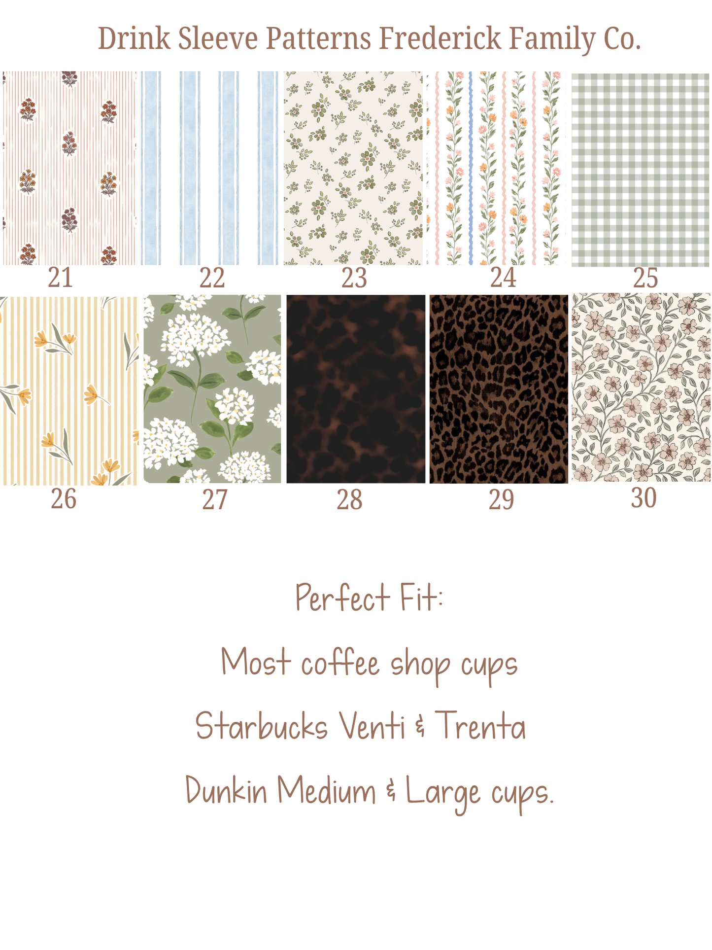 Frederick Family Co. - Iced Coffee Sleeve, Cute Reusable  Cup Holder Drink Sleeve, Coffee Lover Gift, Cold Drink Sleeve for Iced Coffee Cups
