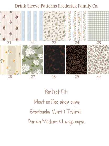 Frederick Family Co. - Iced Coffee Sleeve, Cute Reusable  Cup Holder Drink Sleeve, Coffee Lover Gift, Cold Drink Sleeve for Iced Coffee Cups