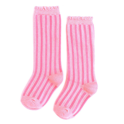 Little Stocking Co. - Blossom Striped Scalloped Knee HIgh Socks