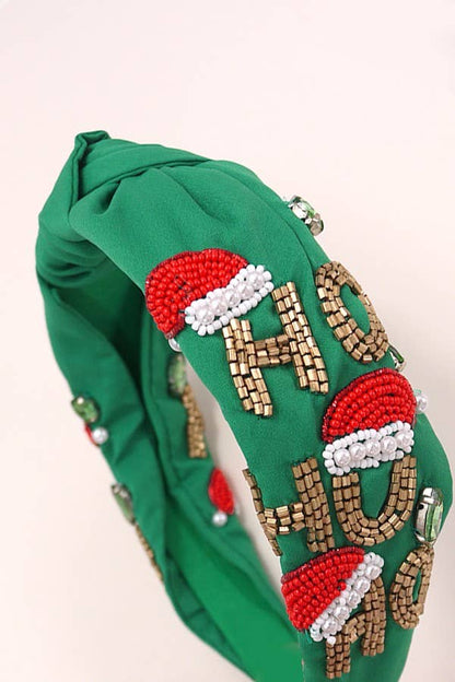 JOSSLYN by wall to wall - HO HO HO CHRISTMAS HOLIDAY SEED BEAD HEADBAND | 91H5240