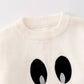 Auraquise - Girls Fall Halloween White Black Ghost Cute Sweater