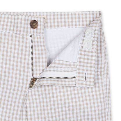 Hope and Henry - Organic Seersucker Short Taupe Gingham