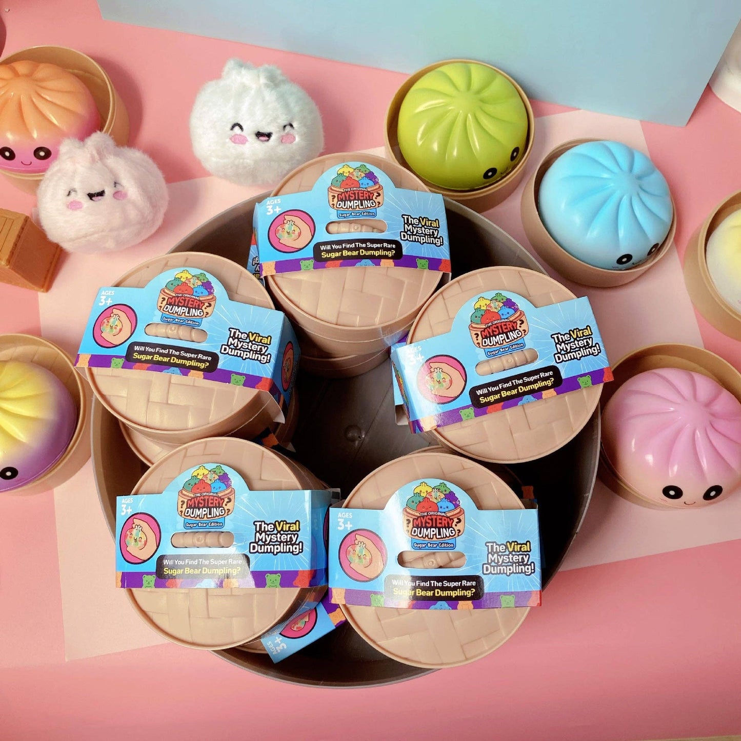 Auraquise - Mystery Dumpling Blind Box Squishy Set with Large Steamer – 10 Bun Toys