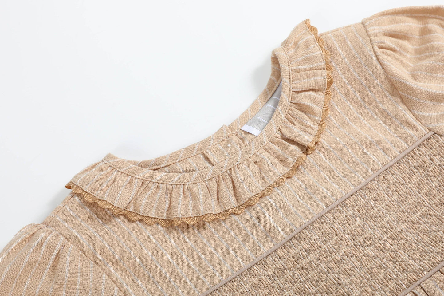 Lil Cactus - Light Brown Smocked Ruffle Dress