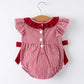 Rylee Faith Designs - Roll Tide Embroidery Gingham Baby Girl Romper with Red Bow