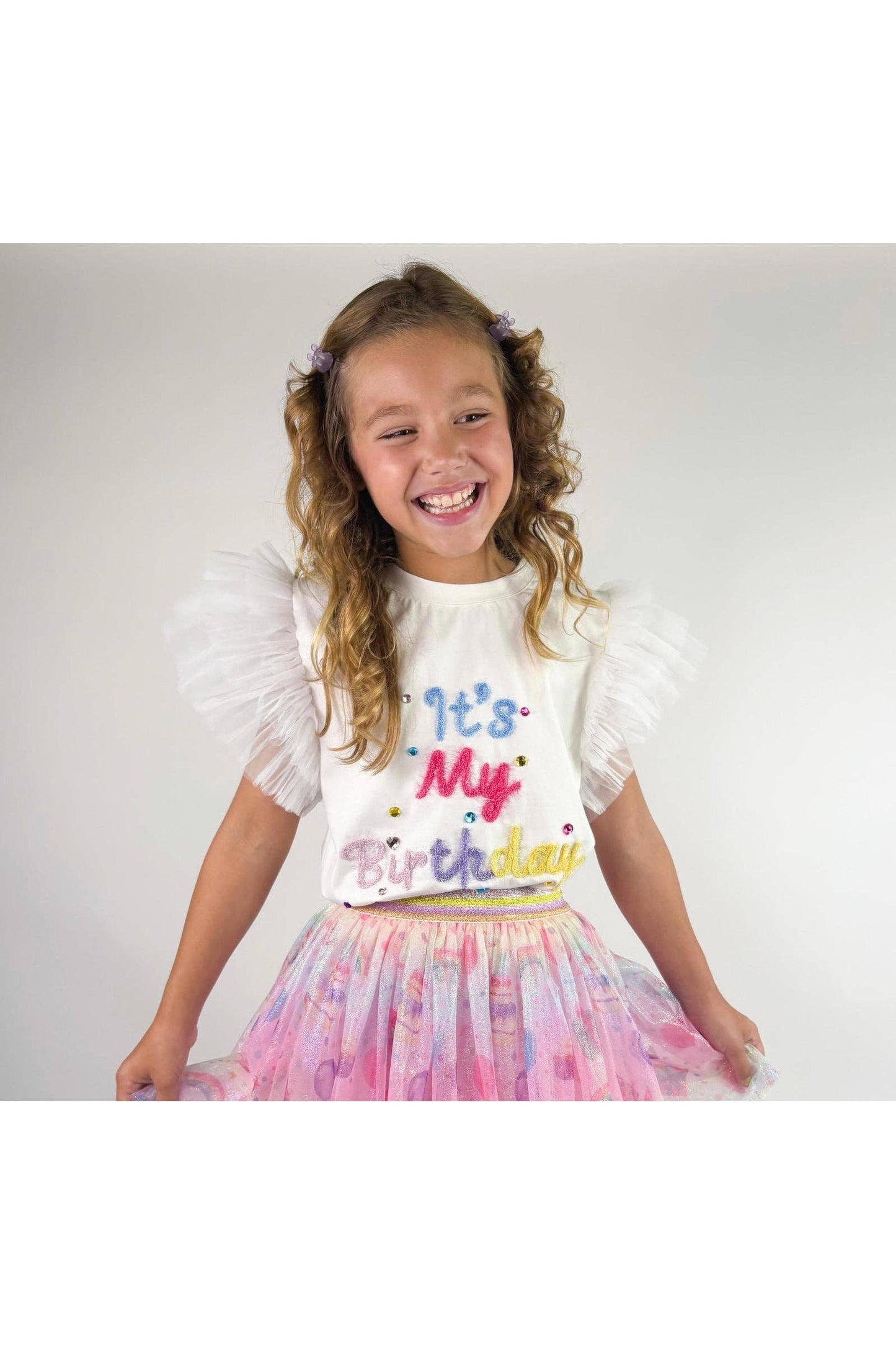Three Wildflower Designs - "It's My Birthday" Tulle Sleeve Top