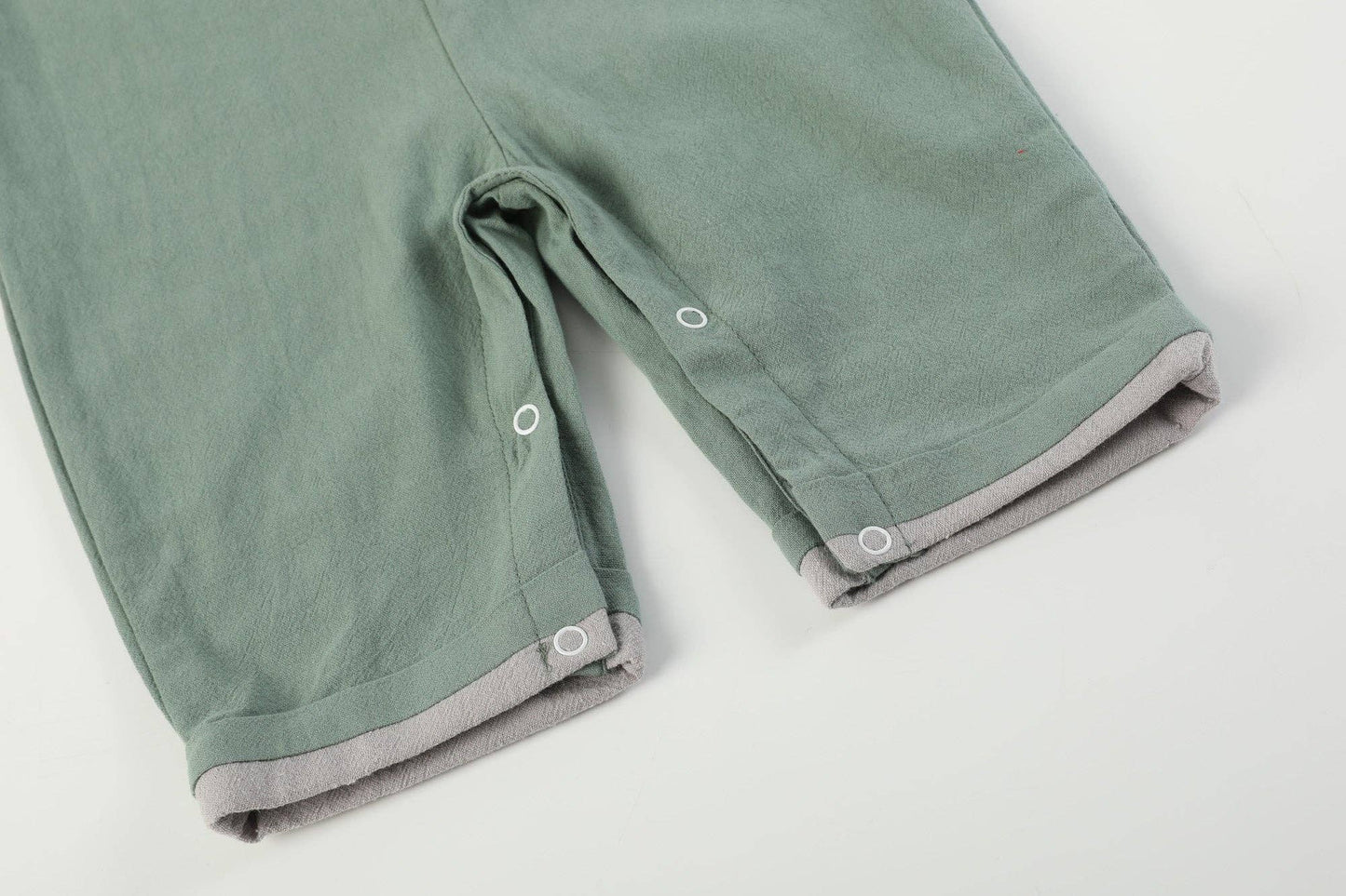 Lil Cactus - Sage Green Mallard Smocked Overalls