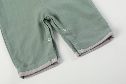 Lil Cactus - Sage Green Mallard Smocked Overalls