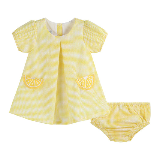Lil Cactus - Yellow Lemon Dress and Panty Cover Set