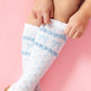 Little Stocking Co. - Blue Bow Scalloped Knee Socks