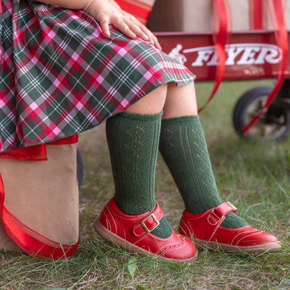 Little Stocking Co. - Scalloped Fancy Knee High Socks - Forest