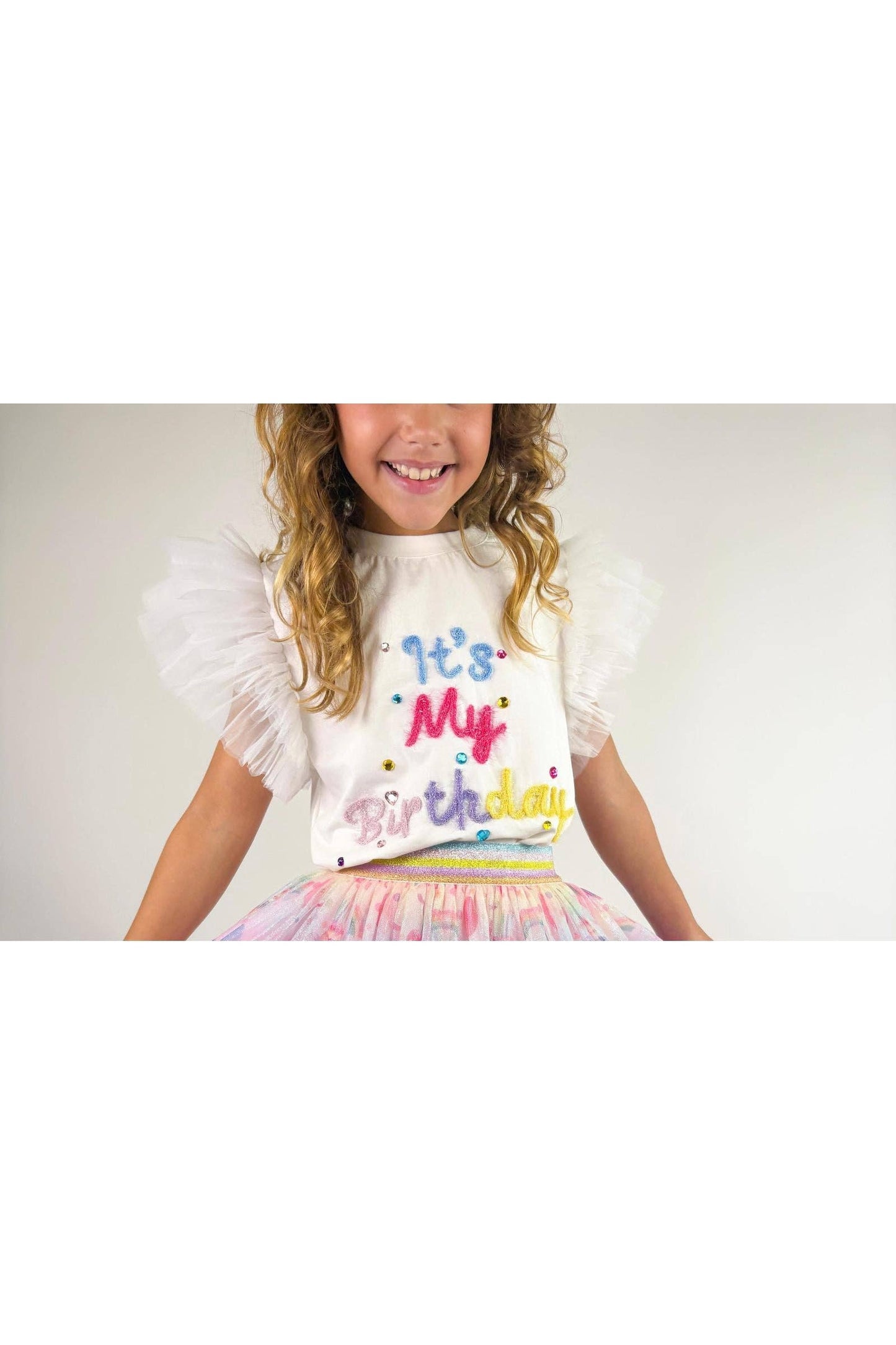 Three Wildflower Designs - "It's My Birthday" Tulle Sleeve Top
