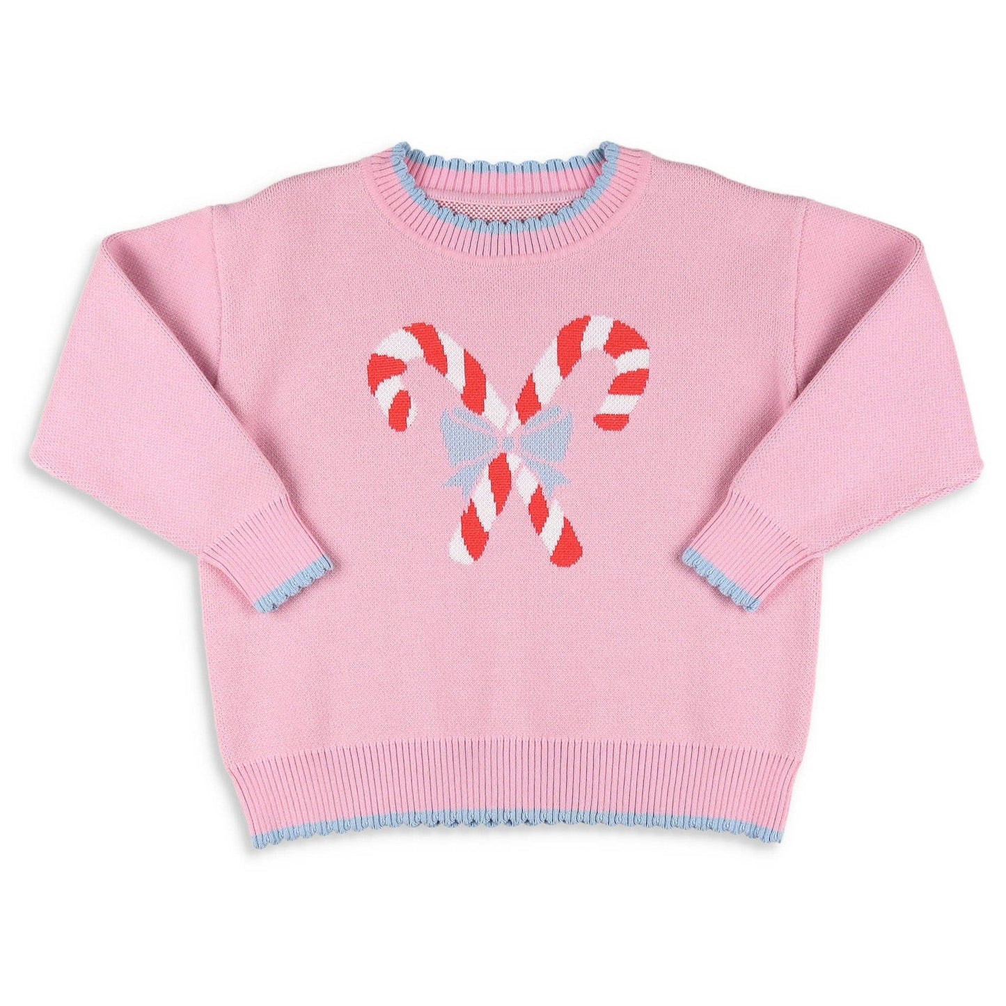 Shrimp and Grits Kids - Girls Sweater - Candy Canes